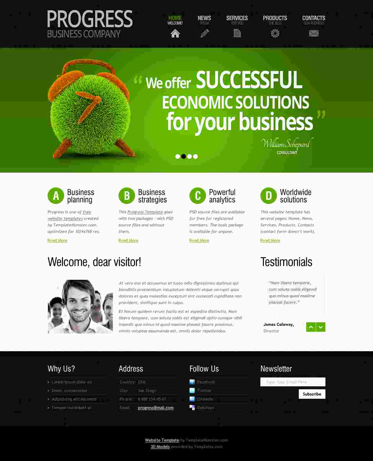 黑绿色企业网站模板